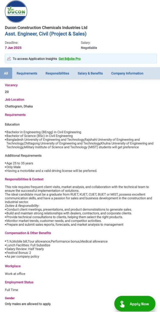 Civil Engineer Job post