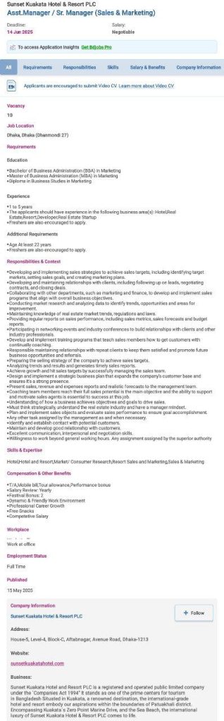 Sales & Marketing Job in Hotel Industry