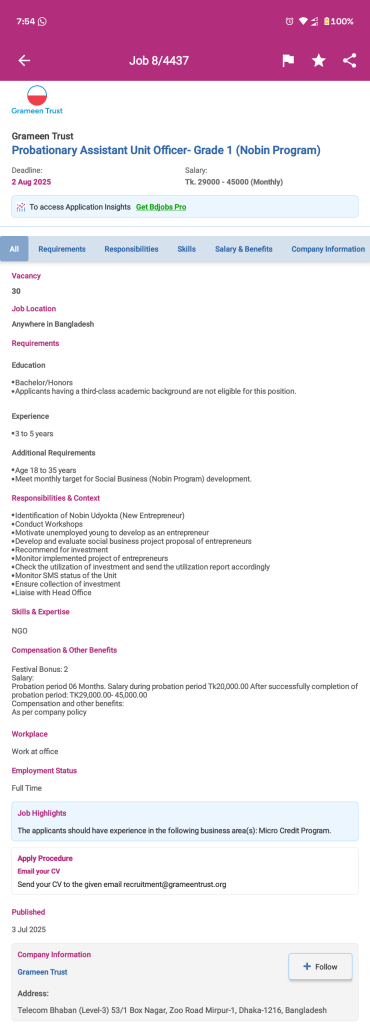NGO jobs in Bangladesh 2025